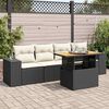 vidaXL 5 Piece Garden Sofa Set with Cushions Black Poly Rattan