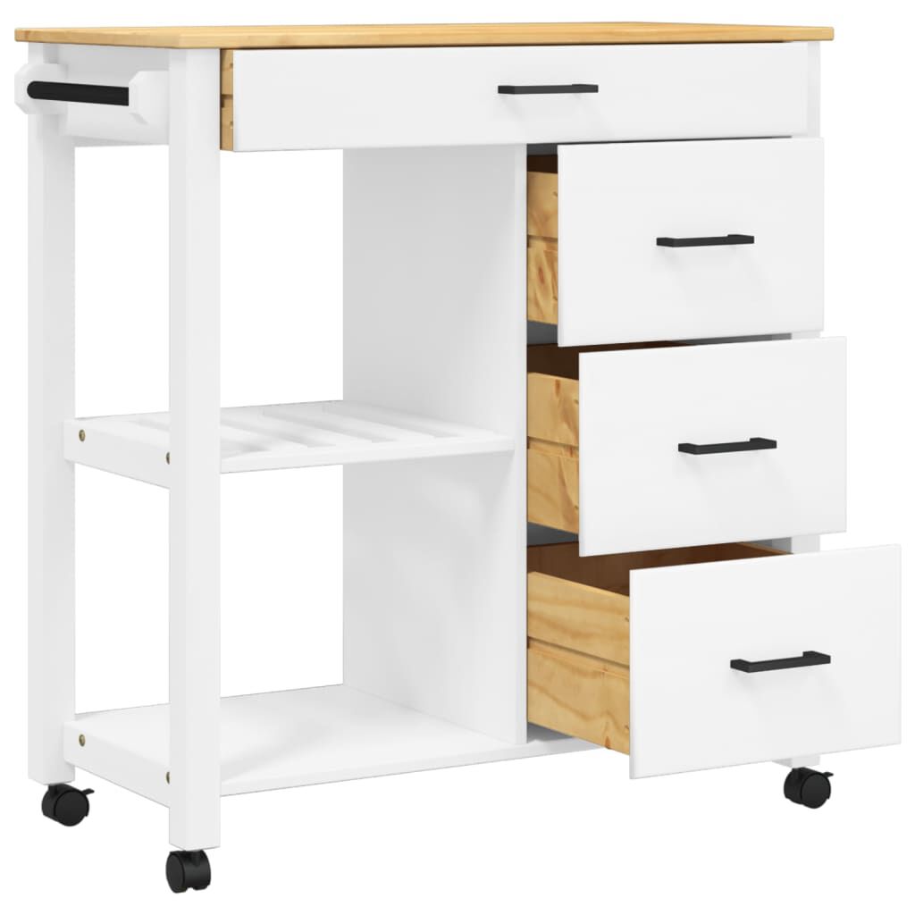 vidaXL Kitchen Trolley MONZA 84x40x90 cm Solid Wood Pine