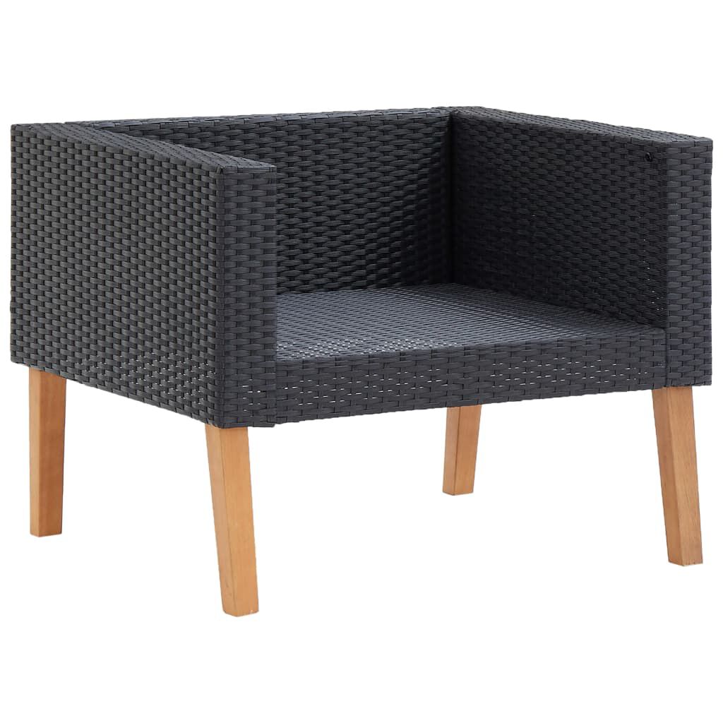 vidaXL 4 Piece Garden Lounge Set with Cushions Poly Rattan Black