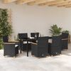 vidaXL Garden Dining Set 7 pcs Black Poly Rattan