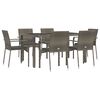 vidaXL 7 Piece Garden Dining Set with Cushions Grey Poly Rattan