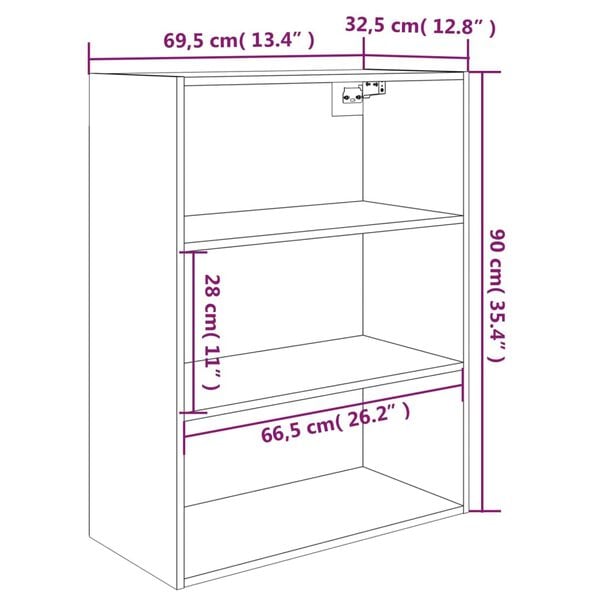 vidaXL Hanging Wall Cabinet Concrete Grey 69.5x32.5x90 cm