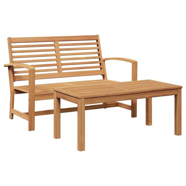 vidaXL Garden Sofa Set 2 pcs Natural Solid teak wood