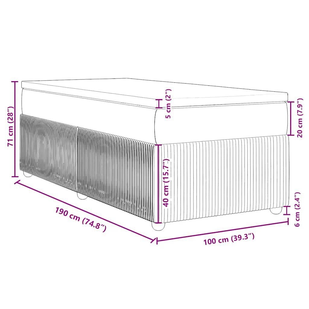 vidaXL Box Spring Bed with Mattress Light Grey Twin Velvet