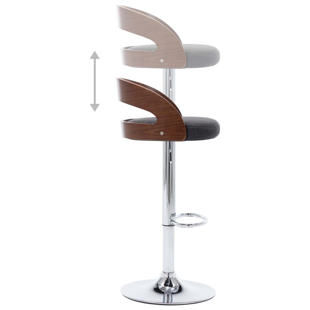 vidaXL Bar Stools 2 pcs Dark Grey Fabric and Bentwood