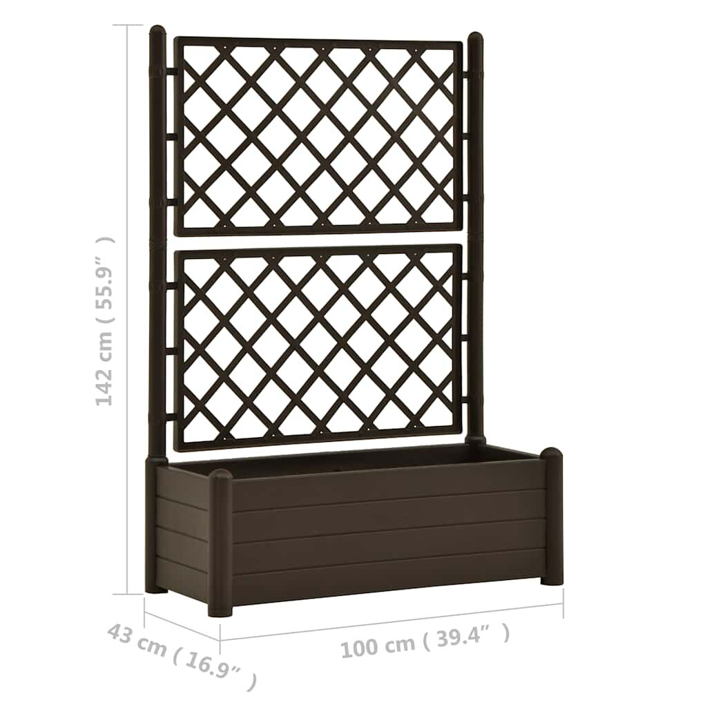 vidaXL Garden Planter with Trellis 100x43x142 cm PP Mocha