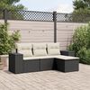 vidaXL 4 Piece Garden Sofa Set with Cushions Black Poly Rattan
