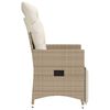 vidaXL Reclining Garden Chairs 2 pcs with Cushions Beige Poly Rattan