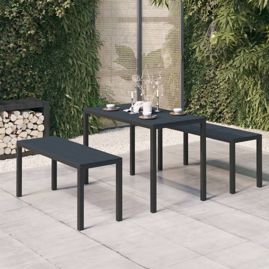 vidaXL 3 Piece Garden Dining Set Steel and WPC Black