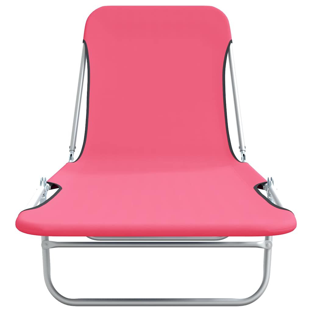 vidaXL Folding Sun Loungers 2 pcs Steel and Fabric Pink