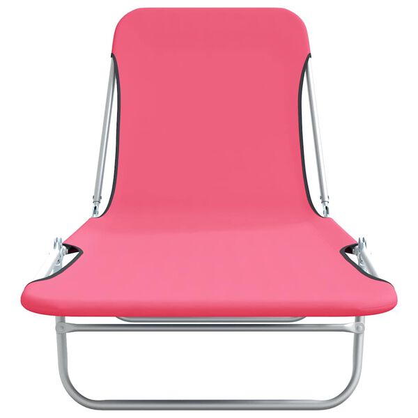 vidaXL Folding Sun Loungers 2 pcs Steel and Fabric Pink