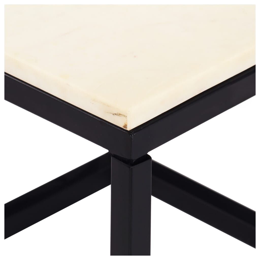 vidaXL Coffee Table White 60x60x35 cm Real Stone with Marble Texture