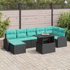 vidaXL Garden Sofa Set with Cushion 8 pcs Black and blue