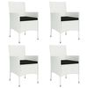 vidaXL 5 Piece Garden Dining Set with Cushions White Poly Rattan