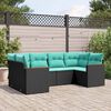 vidaXL 6 Piece Garden Sofa Set with Cushions Black Poly Rattan