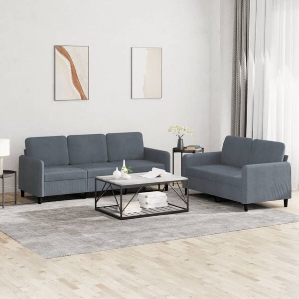 vidaXL 2 Piece Sofa Set Dark Grey Velvet