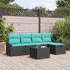 vidaXL Garden Sofa Set with Cushion 6 pcs Black Poly rattan