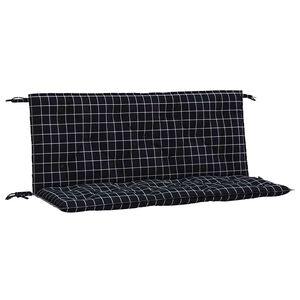 vidaXL Garden Bench Cushions 2pcs Black Check Pattern 120x50x7cm Fabric
