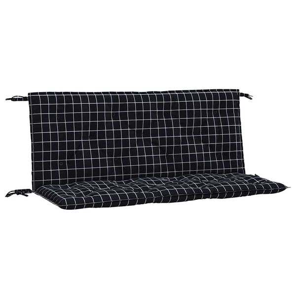 vidaXL Garden Bench Cushions 2pcs Black Check Pattern 120x50x7cm Fabric