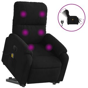 vidaXL Electric Stand up Massage Recliner Chair Black Microfibre Fabric