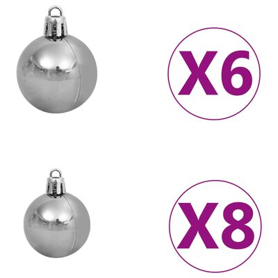 vidaXL 61 Piece Christmas Ball Set with Peak and 150 LEDs White&Gey