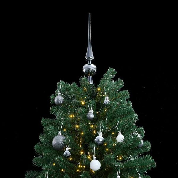 vidaXL Artificial Hinged Christmas Tree 150 LEDs & Ball Set 120 cm