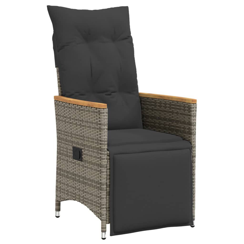 vidaXL 7 Piece Garden Bistro Set with Cushions Grey Poly Rattan