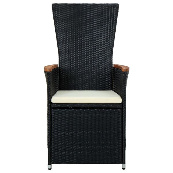 vidaXL 7 Piece Outdoor Dining Set Poly Rattan Acacia Wood Black
