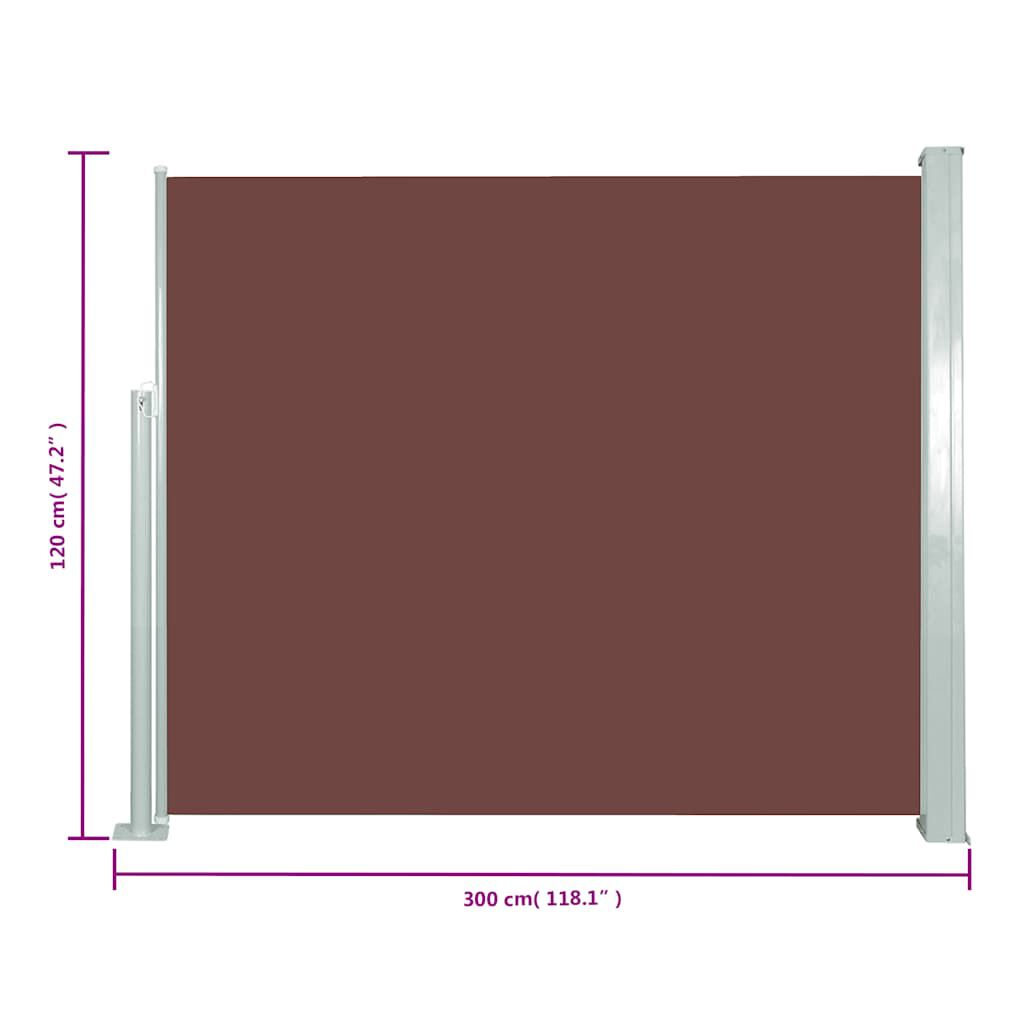 vidaXL Retractable Side Awning 120 x 300 cm Brown