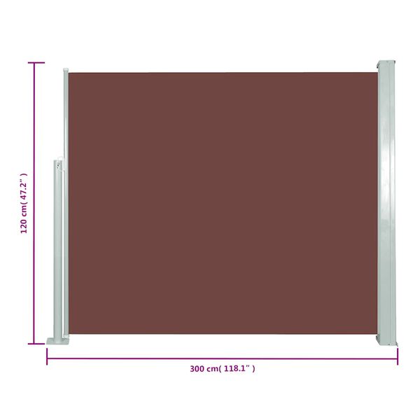 vidaXL Retractable Side Awning 120 x 300 cm Brown