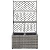 vidaXL Trellis Raised Bed with 2 Pots 58x30x107 cm Poly Rattan Grey