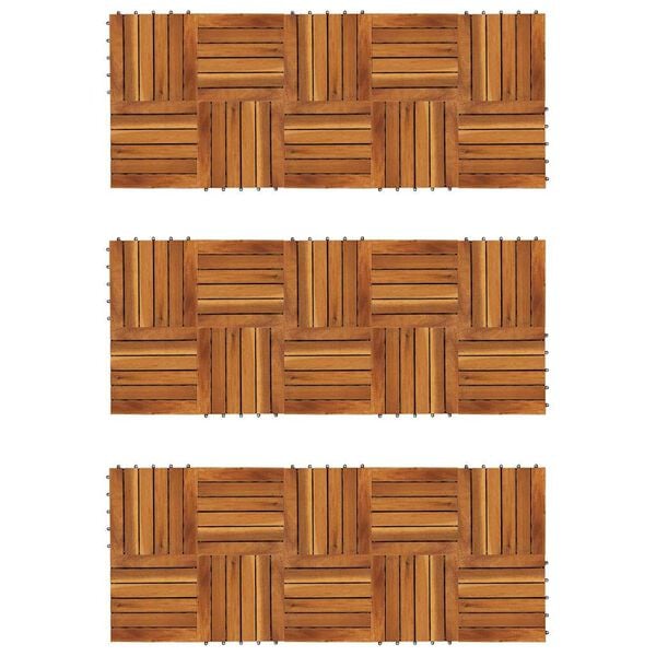 Decking Tiles Vertical Pattern 30 x 30 cm Acacia Set of 30