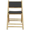 vidaXL 3 Piece Folding Bistro set with Dark Grey Cushions Bamboo