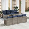 vidaXL Garden Sofa Set with Cushion 9 pcs Grey Poly Rattan