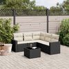 vidaXL 6 Piece Garden Sofa Set with Cushions Black Poly Rattan