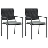 vidaXL Garden Chairs with Cushions 2 pcs Black 54x62.5x89 cm Poly Rattan