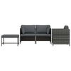 vidaXL 4 Piece Garden Sofa Set with Cushions Poly Rattan Grey