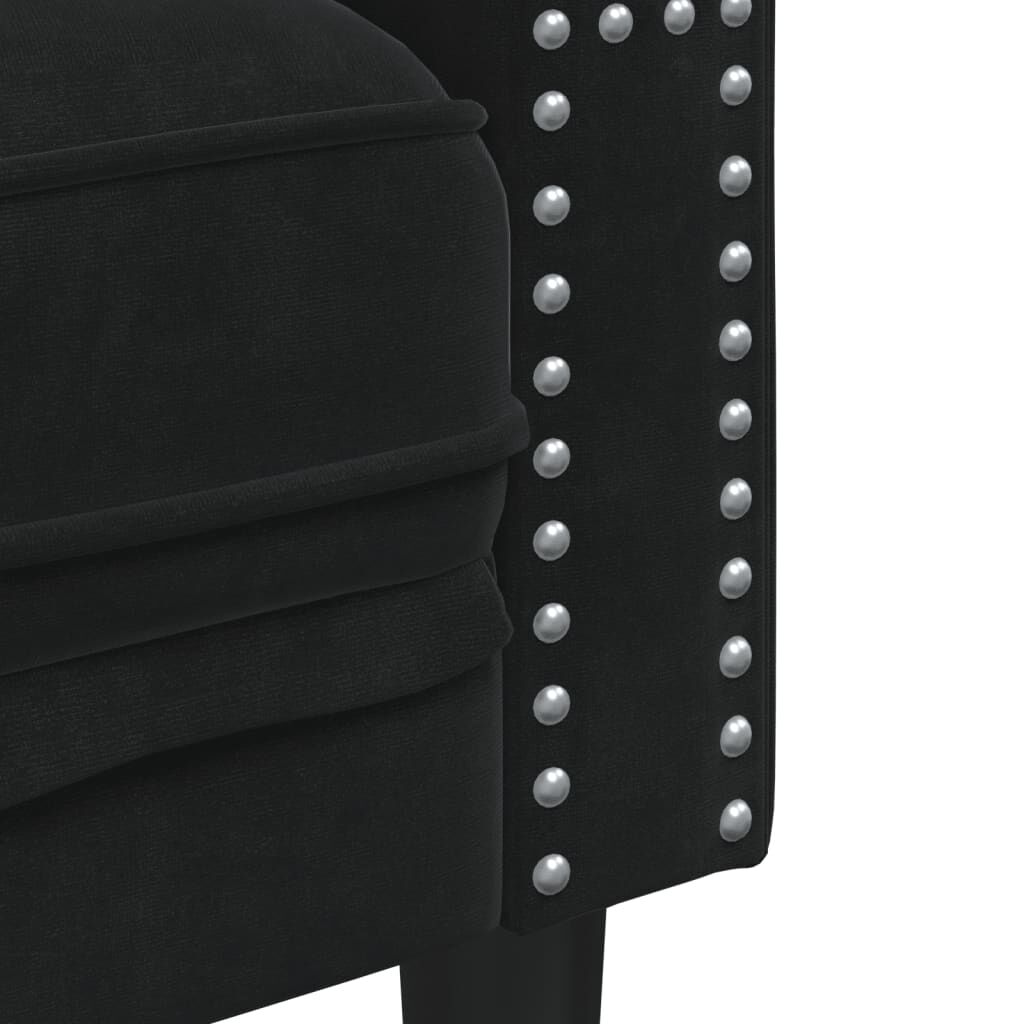 vidaXL Chesterfield Sofa with Bolsters 3-Seater Black Velvet