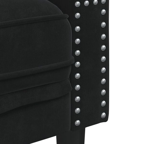 vidaXL Chesterfield Sofa with Bolsters 3-Seater Black Velvet