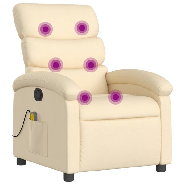 vidaXL Massage Recliner Chair Cream Fabric