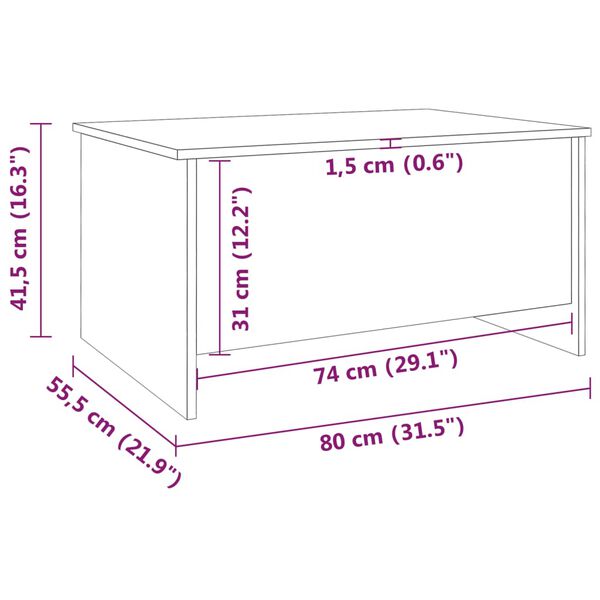 vidaXL Coffee Table High Gloss White 80x55.5x41.5 cm Engineered Wood