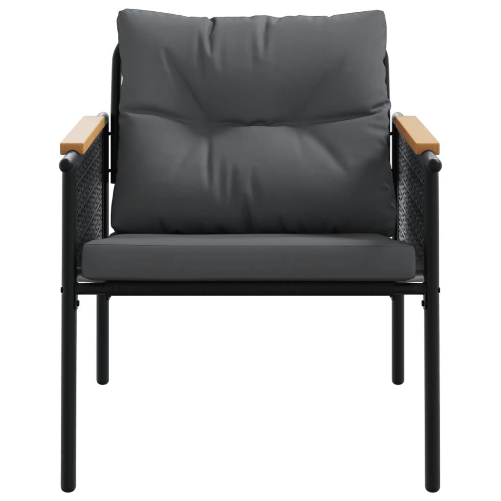 vidaXL 5 Piece Balcony Furniture Set with Cushions Black Steel