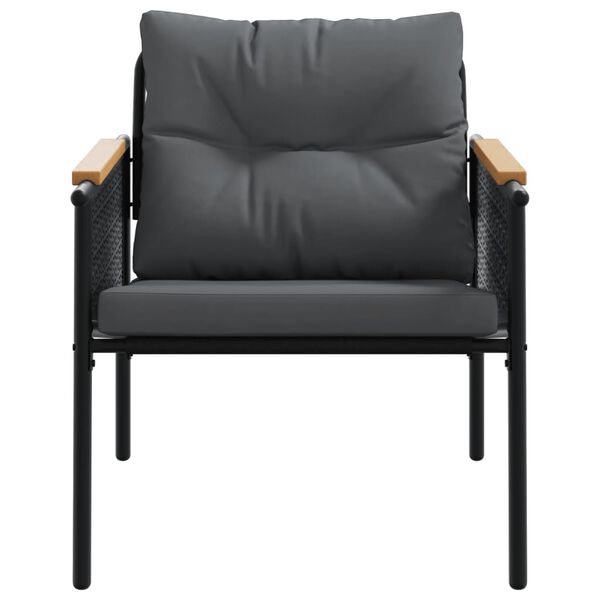vidaXL 5 Piece Balcony Furniture Set with Cushions Black Steel