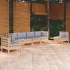 vidaXL 6 Piece Garden Lounge Set with Grey Cushions Solid Pinewood