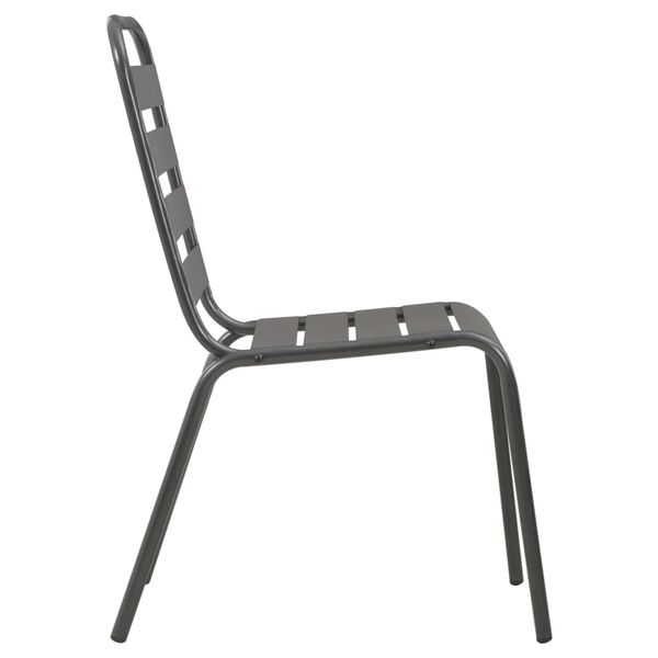 vidaXL Outdoor Chairs 4 pcs Slatted Design Steel Dark Grey