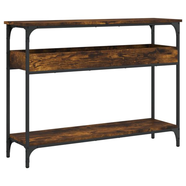 vidaXL Console Table with Shelf Smoked Oak 100x29x75cm Engineered Wood