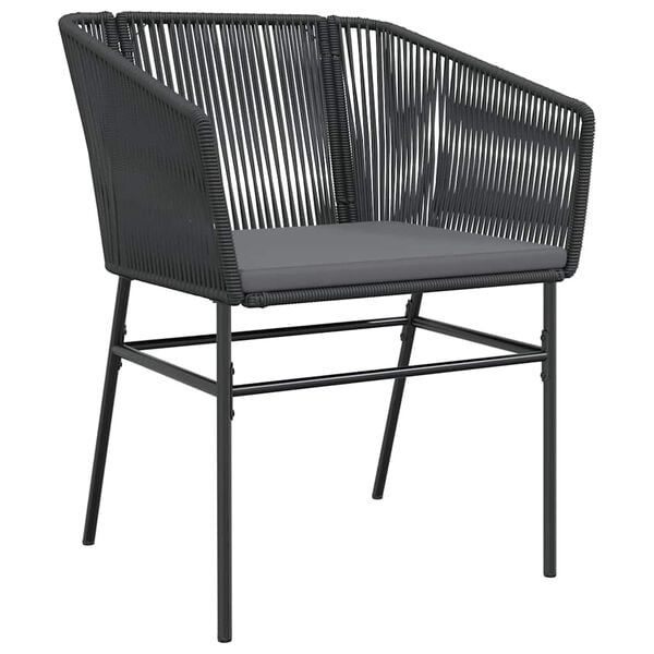 vidaXL 3 Piece Garden Dining Set with Cushions Black Poly Rattan Glass
