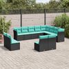 vidaXL 12 Piece Garden Sofa Set with Cushions Black Poly Rattan