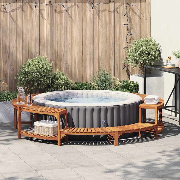 vidaXL Round Hot Tub Enclosure Surround Brown Ø275 cm
