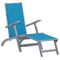 vidaXL Outdoor Deck Chair with Footrest and Cushion Solid Acacia Wood